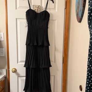Lulu's Black Spaghetti Strap Tiered Dress